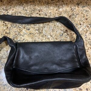 MARCO BUGGIANI Black Leather Shopper Shoulder Tote Carryall Purse Bag ITALY